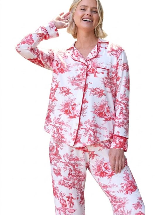 The Cat'S Pajamas Other - The Cat's Pajamas Idle Hours Red Toile Pima Knit Pajama Set Small Long Sleeve